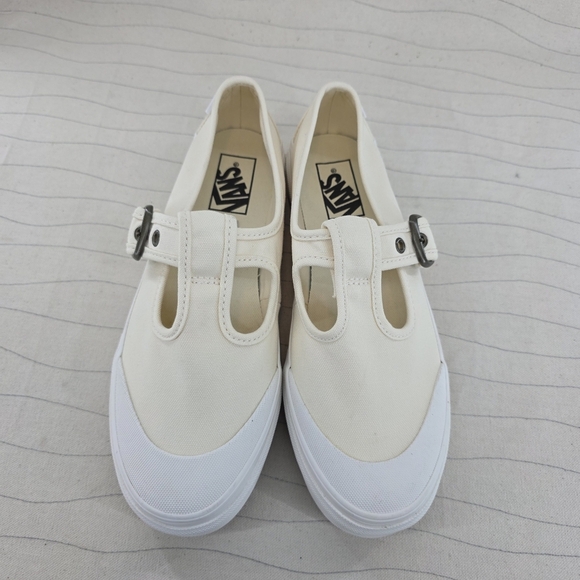 Vans Womens Style 93 Mary Jane Beige Linen Canvas Buckle Shoes Chunky Size 8.5 - Picture 11 of 12